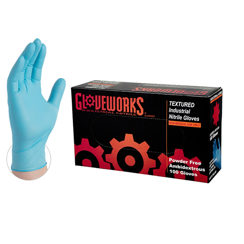 Ammex TLF42100 GloveWorks Latex Powder Free Gloves - Small - Box of 100 Gloves